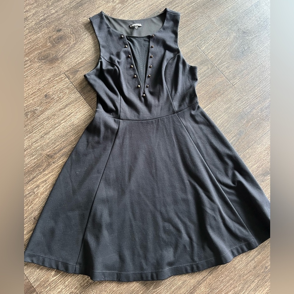 Express black skater dress with mesh inlay